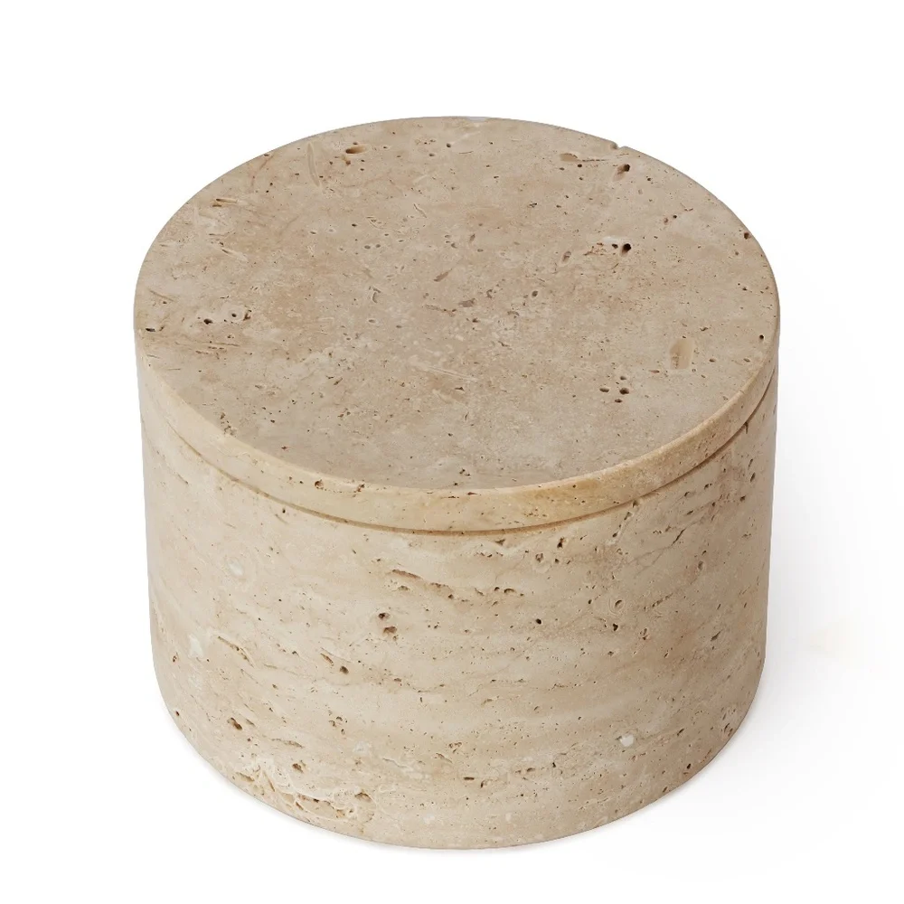 ame gemella travertine stone treat jar